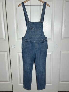 Free People Lexden Denim Overalls Size 28 Skinny Leg Stretch Blue Bib Overalls